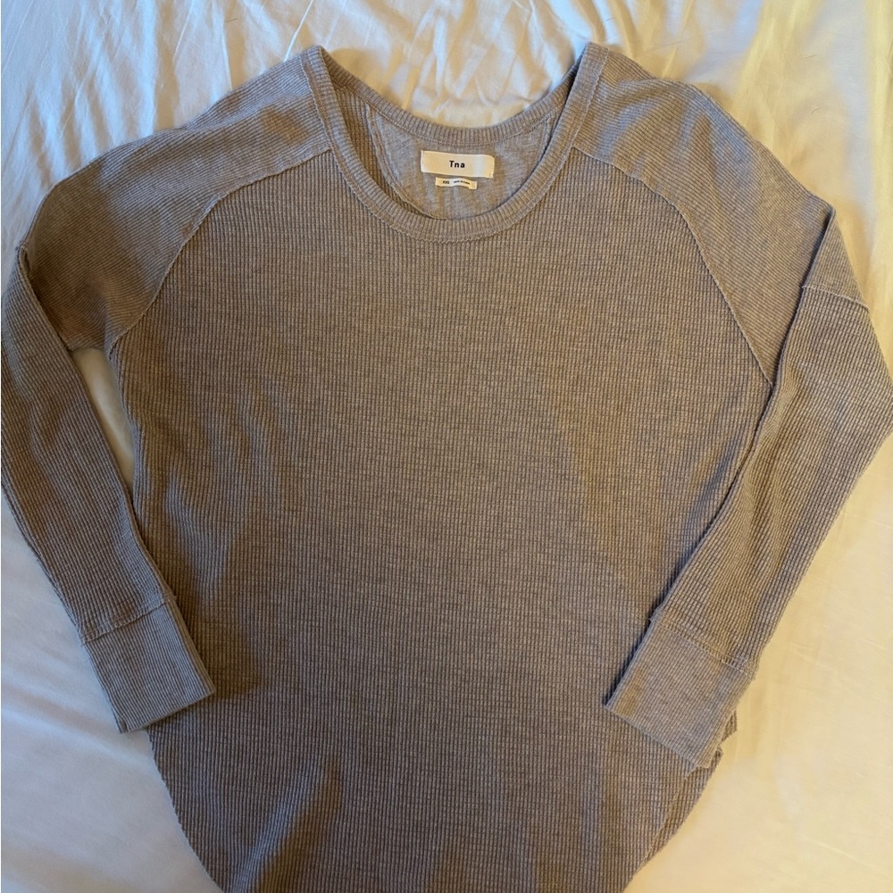 TNA Heather Gray Ribbed Knit Top